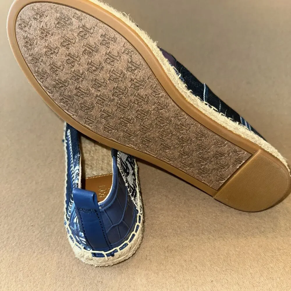 LAUREN RALPH LAUREN Cameryn Patch Espadrille Flats Blue Size 6.5